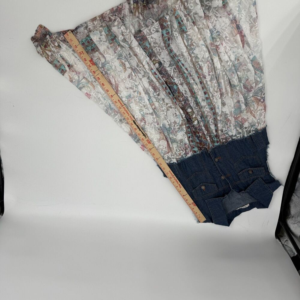 Origami Denim White Lace Vest Cardigan Duster Boho Western Fairy Women Size S/M - Picture 11 of 15